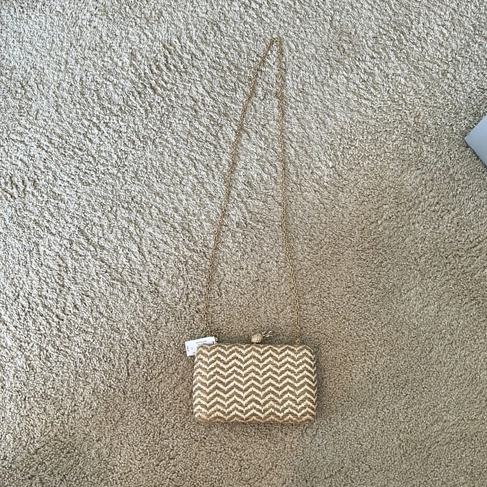 NWT adorable, woven purse with gold pineapple detail express